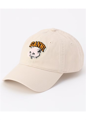 A7096 washed cotton canvas cat cap Egret Ganni 